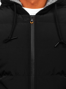 Geacă de iarnă neagră matlasată Bolf 7408 