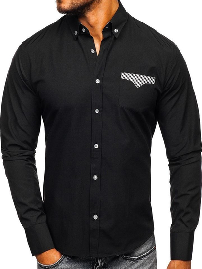 Cămașă elegantă bărbați neagră Bolf Bolf 4711