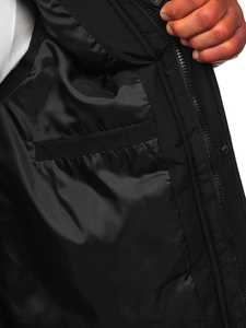 Vestă de bărbați matlasată groasă, neagră, cu glugă Bolf 57M7508