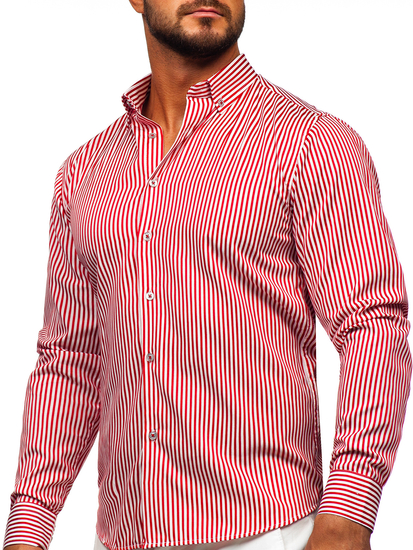 Cămașă roșie în dungi cu mâneca lungă Bolf 22731