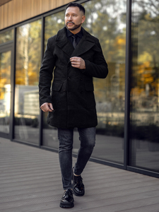 Palton de iarnă pentru bărbați, de culoare neagră, cu guler înalt Bolf 1048A2