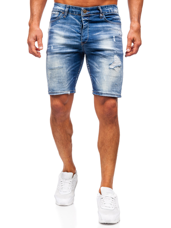 Pantaloni scurți din denim bleumarin pentru bărbați Bolf 0581
