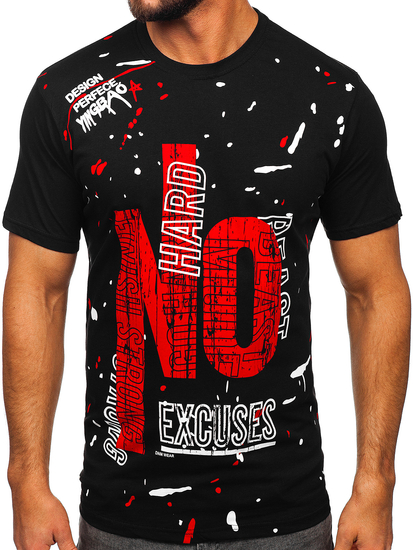 Tricou negru cu imprimeu Bolf JS1856