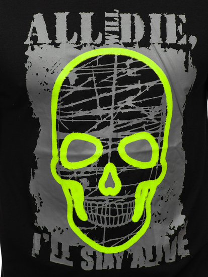 Tricou negru cu imprimeu Bolf Y70007