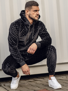 Trening catifea negru cu glugă Bolf 3A82