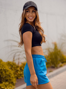 Pantaloni scurți de training albaștri dame Bolf HA22