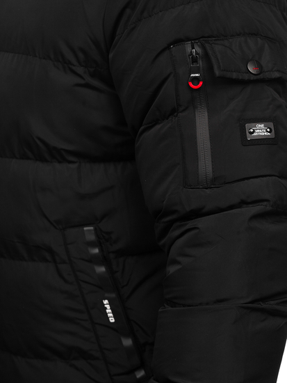 Geacă de iarnă cu două fețe roșu-negru matlasată Bolf 7410