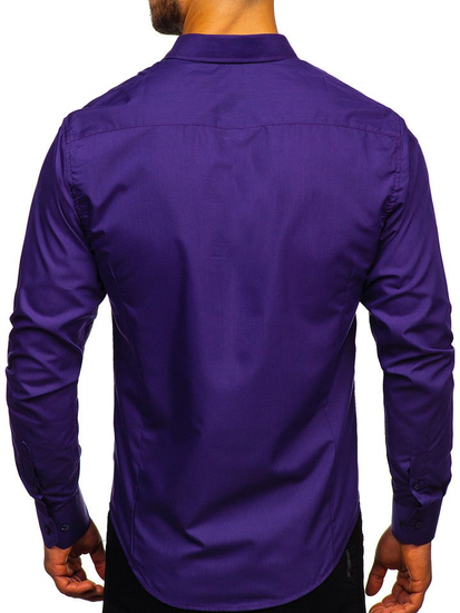 Cămașă elegantă bărbătească violet cu mâneci lungi Bolf 1703
