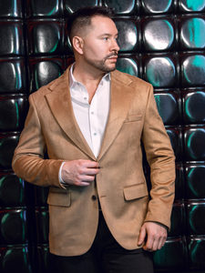 Sacou din catifea cămilă pentru bărbați Bolf 24410