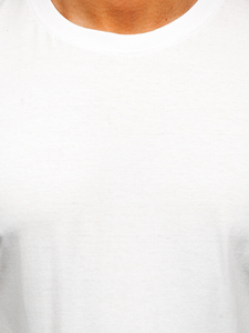 Tricou bărbătesc alb din bumbac fără imprimeu Bolf 192397