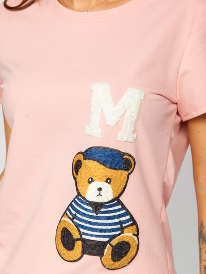 Tricou roz cu țesături dame Bolf 52352