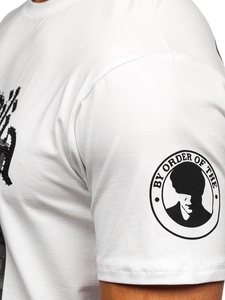 Tricou alb cu grafică decorativă Bolf 21004