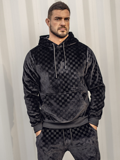 Trening catifea negru cu glugă Bolf 3A82