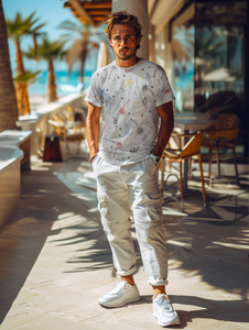 Tricou bărbătesc gri din bumbac cu imprimeu Bolf 1150A2