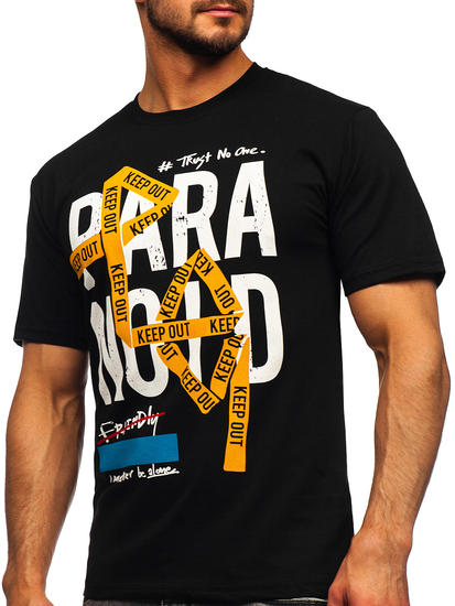 Tricou negru cu imprimeu Bolf 2309-1