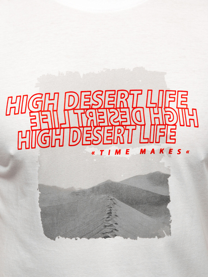 Tricou bărbătesc din bumbac alb cu imprimeu Bolf MPO3465