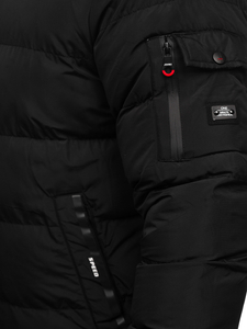 Geacă de iarnă cu două fețe roșu-negru matlasată Bolf 7410