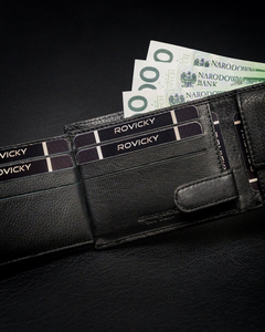 Portofel din piele negru bărbați 13967