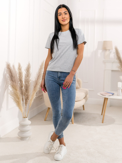 Tricou uni gri pentru femei Bolf 97T2100