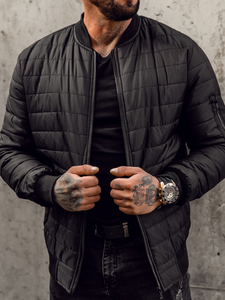 Geacă matlasată bomber neagră Bolf MY-02