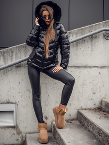 Geacă de iarnă cu glugă neagră dame Bolf 5M3138