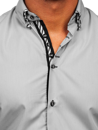 Cămașă cu mâneca lungă gri Bolf 3762