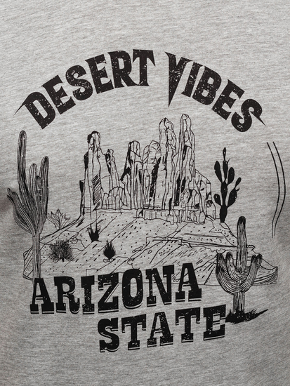 Tricou bărbătesc gri din bumbac cu imprimeu Bolf MPO3483