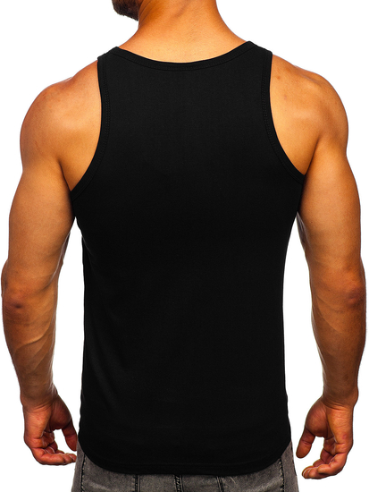 Maiou negru tank top cu imprimeu Bolf 14841