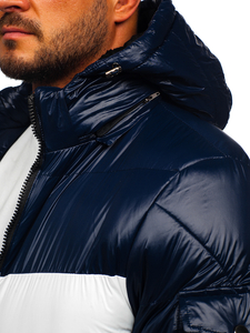 Geacă bleumarin-rosie de iarnă matlasată 6593