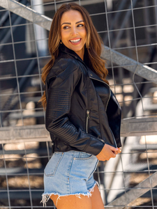 Geacă de piele neagră dame Bolf 11Z8037A