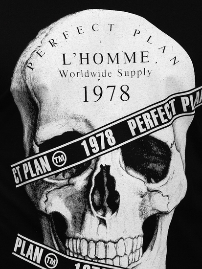 Tricou negru cu imprimeu Bolf 142176