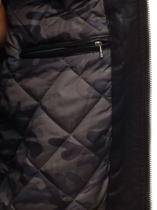 Geacă de piele pilot neagră EX837