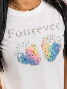 Tricou alb de dama cu aplicatie Bolf 95T2518