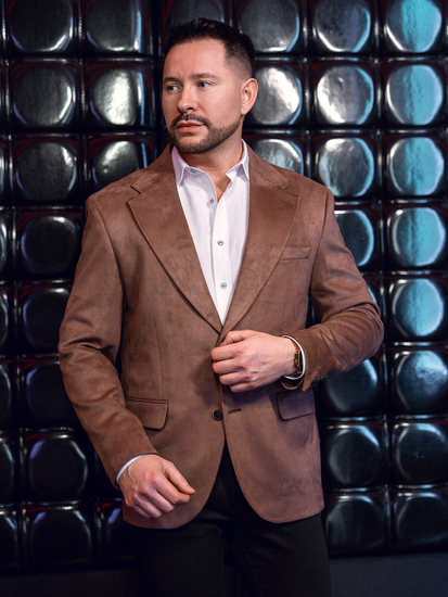 Sacou maro din catifea pentru bărbați Bolf 24410