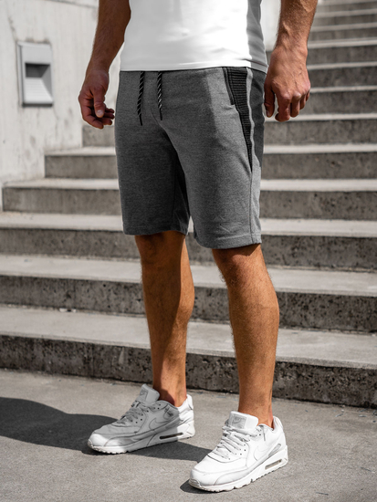 Pantaloni scurți de training gri-negri Bolf Q3876