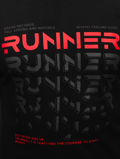 Tricou negru cu imprimeu Bolf 14336