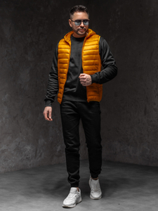 Vestă galbena cu glugă matlasată Bolf LY36