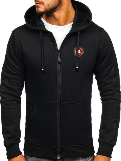 Hanorac cu imprimeu bărbați negru Bolf 33101