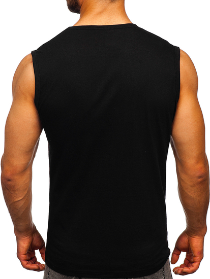 Maiou negru tank top cu imprimeu Bolf 14823