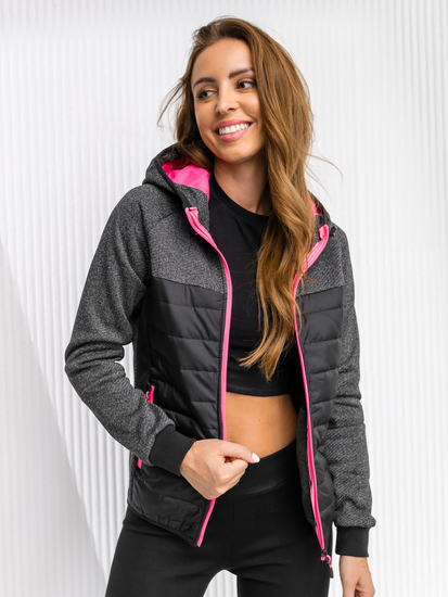 Jachetă cu glugă pentru femei Bolf negru KSW4001A1