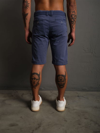 Pantaloni scurți din stofă bleumarin cu curea de la Bolf 0010