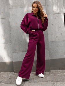 Set hanorac cu fermoar două piese pentru femei vișiniu Bolf 821109