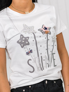 Tricou alb de dama cu aplicatie Bolf 96T620
