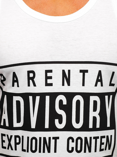 Maiou alb tank top cu imprimeu Bolf 14855