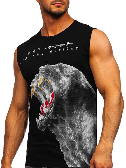 Maiou negru tank top cu imprimeu Bolf 14808