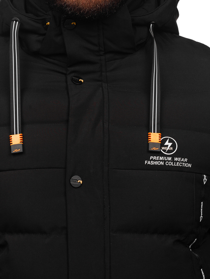 Geacă de iarnă lungă matlasată neagră Bolf 22M53