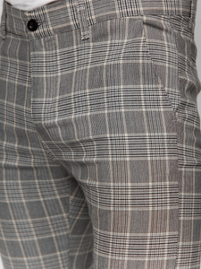 Pantaloni formali gri in carouri pentru barbati Bolley 184171