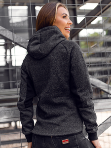 Hanorac/Jachetă sport cu glugă neagră pentru femei Bolf KSW4002A