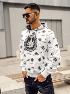 Hanorac alb pentru bărbați cu imprimeu de la Bolf HM628A