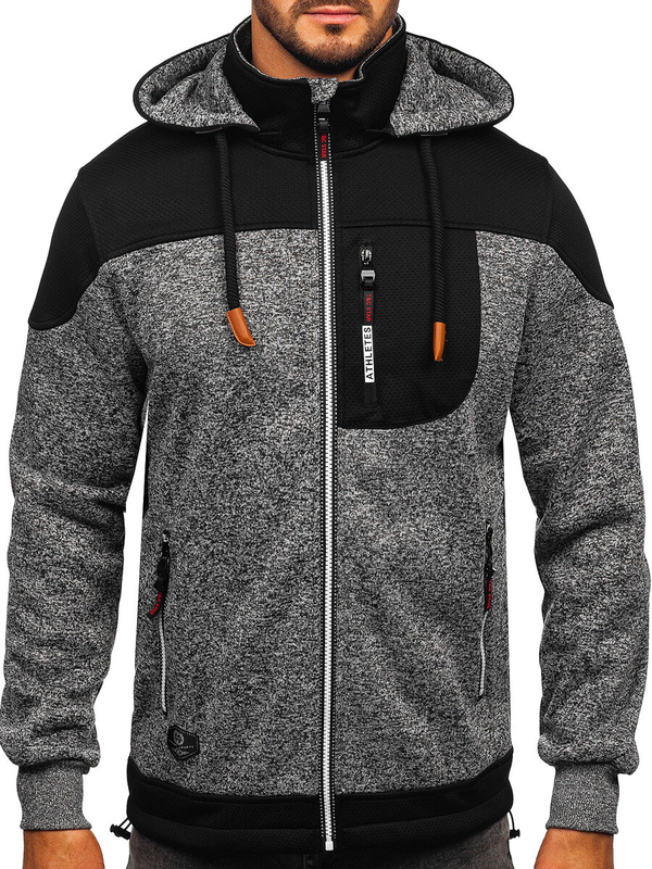 Hanorac-sacou bărbătesc antracit cu glugă Bolf TC1268